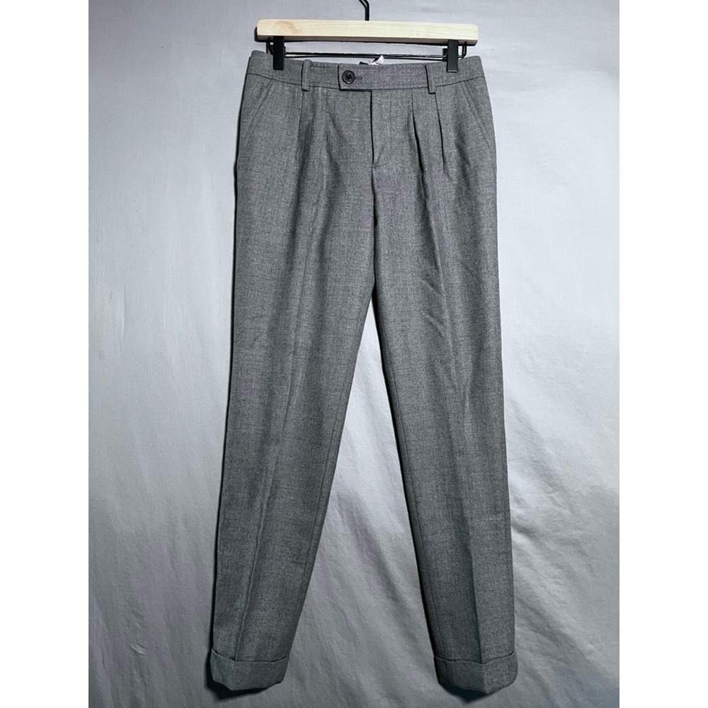 Juicy Couture Grey Pleated Cuffed Trousers Wool Blend Dress Pants Size 0